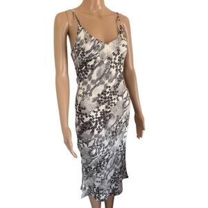 Y2K Style Express Snakeskin Slip Dress Size XXS Mob Wife Midi Satin Glam Club